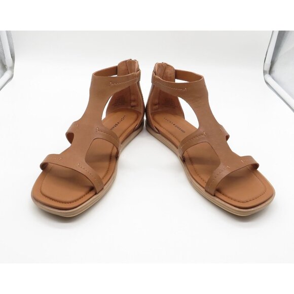 Lucky Brand Tan Leather Gladiator Sandals With Back Zipper Closure Size 8.5 - Picture 2 of 8